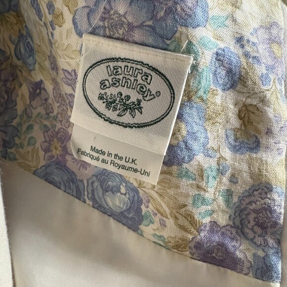 vintage Laura Ashley floral tank dress size US 8 6 blue purple white 90s linen - Picture 3 of 9